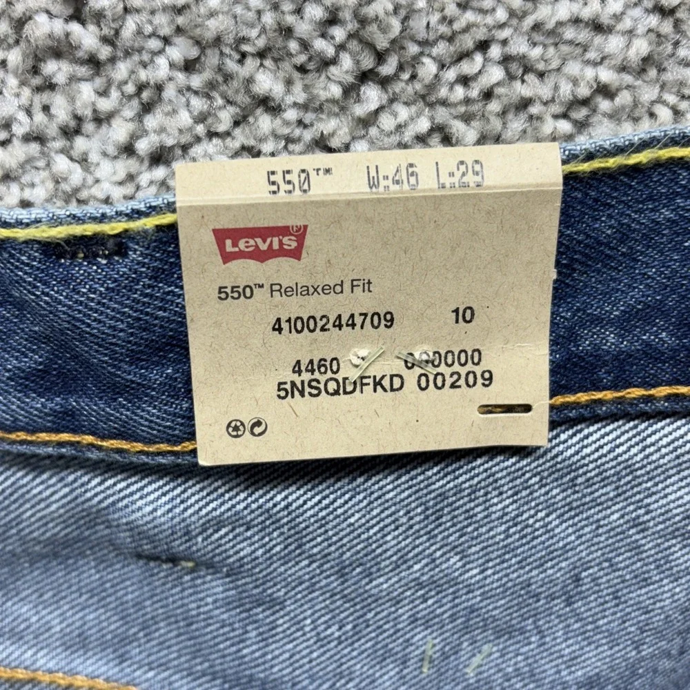 Levi Strauss Mens Levi's 550 Relaxed Fit‎ Blue Jeans Size 46x29 Big & Tall NWT